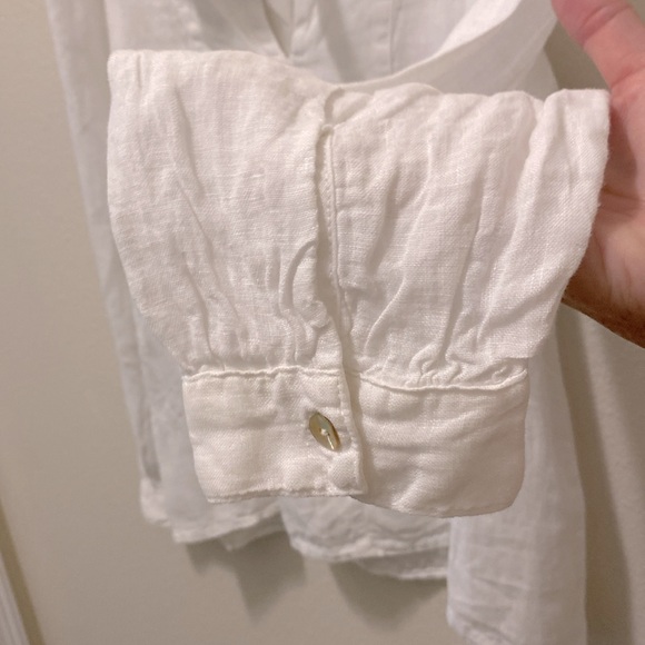 NWOT ZARA white linen long sleeved blouse with neck tie. - Picture 6 of 8